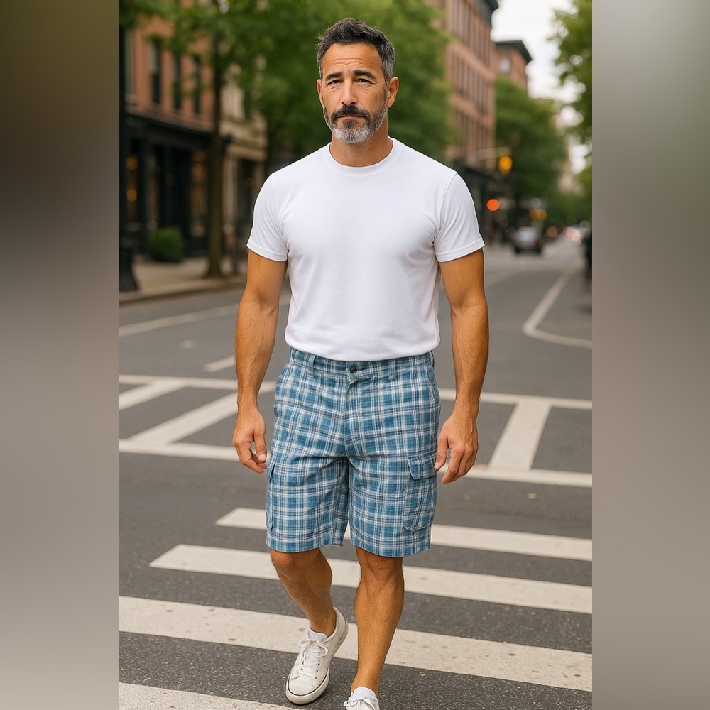 626 Blue plaid shorts
